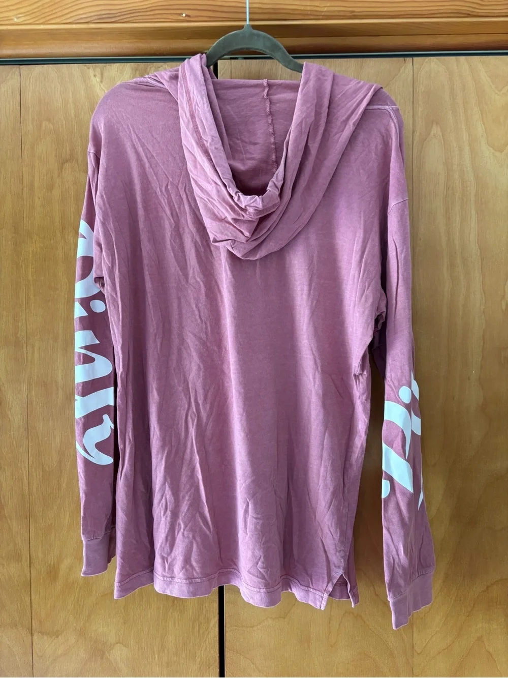 PINK Victoria's Secret Long Sleeve Hoodie Tee in Dusty Rose - Picture 3 of 5